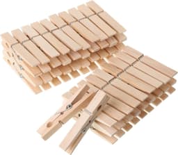 Houten wasknijpers, groot, natuurlijk hout, verpakking van 100, 5,8 cm, roestbestendig, voor in de klas en voor knutselwerkjes — thumbnail 1