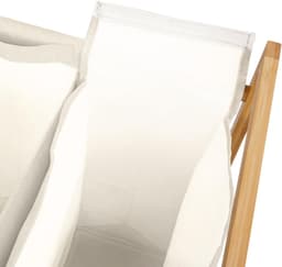 RFWR® Wasmand met 3 Vakken van Bamboe en Wielen – Praktische Oplossing voor het Sorteren van Wasgoed — thumbnail 3