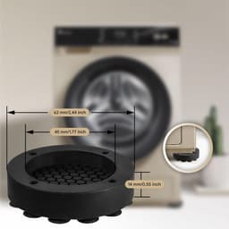 4-stuks antivibratiepads voor wasmachines - Rubberen antivibratiepads voor wasmachines - Universele antivibratiepads - Met siliconen zuignappen - Voor wasmachines en drogers om beweging en schudden te voorkomen - Zwart — thumbnail 2