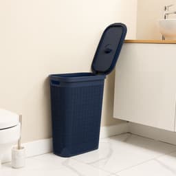 Wasmand 'Hessian' - Deksel - 40 Liter - box - Donkerblauw - Ventilerend — thumbnail 2