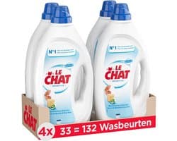 Le Chat Gel Sensitive - Vloeibaar Wasmiddel - Geschikt Voor Alle Was - Frisse Geur - Marseille Zeep - Voordeelverpakking - 4 x 33 Wasbeurten