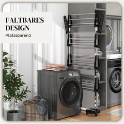 HOMCOM-Wäscheständer-Edelstahl, ABS-142L × 55B × 172H cm-Schwarz — thumbnail 5