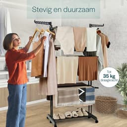 BAUER & MEYER® - Droogrek - Inklapbaar Wasrek - Incl. 20 wasknijpers - Droogtoren - Wastoren - 173 x 75 x 63 cm - Zwart — thumbnail 5