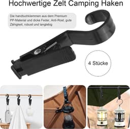 Multifunctionele Camping Klemhaken - 4 Stuks Zwart voor Wasgoed en Lichten — thumbnail 3