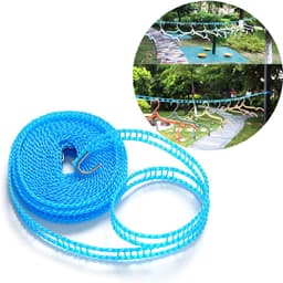 1 stuk - Wasdraad - 5M - Draagbare kampeer waslijn - Elastische waslijn - Kampeeraccessoires - Reiswaslijn voor buiten en binnen - Winddichte hanger voor buiten kamperen - Blauw — thumbnail 1