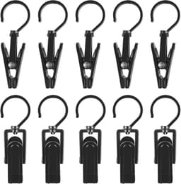 20 stuks- Wasknijpers-Knijpers-Gordijnhaken-Anti slip-Droogrek-360 graden draaibaar-Binnen en buiten-Wasrek-zwart — thumbnail 1