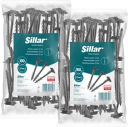 Sillar, grondankers, 12 cm, voor geotextiel, gaas, folie, UV-bestendig, stabiel en duurzaam, PP-kunststof, sterke tuinankers voor het bevestigen van tuinslangen, geotextiel, 200 stuks — thumbnail 1