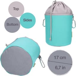 Set van 96 wasknijpers met roestvrijstalen veren en canvas opbergzak in turquoise grijs — thumbnail 5
