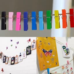 50 Stuks Fotoknijpers - Met 10m Jute String - Mini Knijpers - Kaartknijpers - Foto Knijpers - Knijper Om Foto's Aan Op Te Hangen - Fotohouder - Wasknijpers - Geboorte Wasknijpers - Kleine Houten Mini Knijpers - Voor Fotowand Display Party Decoratie — thumbnail 4