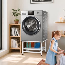 Wasmachine opbouwmeubel Wit 150 kg belastbaar - 63x54x42cm - Wasmachine Verhoger Met uittrekbaar rek — thumbnail 3