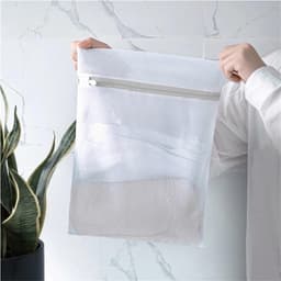 3-stuks Waszak van netstof - Reisorganizer - Polyester materiaal - Stevig en praktisch - Ademend - Opvouwbaar - Met rits - Geschikt voor ondergoed, kleding, broeken, schoenen, sokken - Wit — thumbnail 4