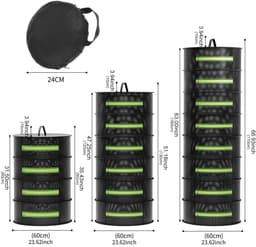 Opvouwbaar Droogrek met Rits - 6 lagen - Zwart - Φ60cm — thumbnail 2