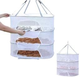 1stuks - Kruiden Droogrek - 3-laags hangend gaasnet voor planten Opvouwbaar hangend wasdroger - Kruiden Droogrek- droognet - kledingrek - kledingmand-Droognet-kleding droogrek-netzak kleding droogmand - wit - Droognet — thumbnail 1
