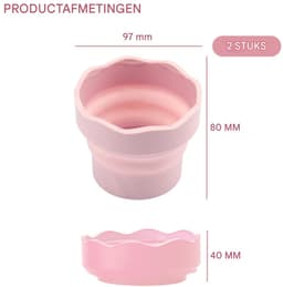 TOVBMUP Set van 2 - Opvouwbare waterfles - Siliconen emmer - Kwastenreiniger - Draagbare emmer - Opvouwbare siliconen beker - Schildergereedschap - Geschikt voor aquarelverf, verf op waterbasis, blauw, roze — thumbnail 3