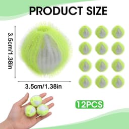 12 Stuk Wasmachine voor het verwijderen van dierenhaar - Herbruikbare pluizenbalwasser - Wasmachine voor het opvangen van haar - Reinigingsballen voor dierenhaar - Wasmachine voor het verwijderen van pluizen voor kleding en beddengoed - Groen — thumbnail 5