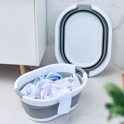 Multifunctionele Opvouwbaar Wasmand Siliconen - Emmer/Wasmand/Afwasbak - Ruimtebesparende Wasemmer - Afwasteil Opbergmand - Inklapbare Teil Voor Wasgoed/Afwas/Kleding/Speelgoed/Dekens - Wasbox Mand Met Handvat - Speelgoedmand - 25 Liter — thumbnail 4