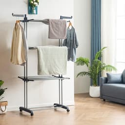 wasdroogrek met grote capaciteit opgewaardeerde versie, droogrek kleding, waslijn roestvrij staal, vouwen binnen en buiten — thumbnail 2