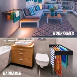 Movela® Wanddroogrek - Wanddroogrek - Droogrek Inklapbaar - Wasrek Hangend - Wasrek muur - Kledingstang - Wasrek Ophangbaar - Inklapbaar - Zwart — thumbnail 2