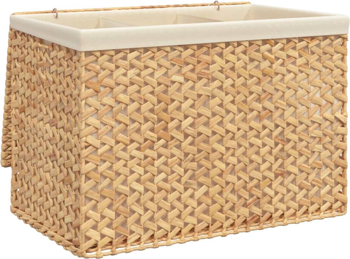 vidaXL - Wasmand - met - 3 - vakken - 75x42,5x52 - cm - waterhyacint — afbeelding 1