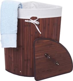 Hoekwasmand MCW-C21, Wasbox wasmand, bamboe 61x48x35cm 50l ~ bruin — thumbnail 4