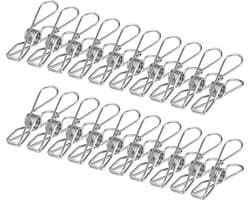 Wasknijpers van roestvrij staal, 100 stuks, roestvrij staal, waslijn, klemmen voor handdoek, kleding, sokken zilver