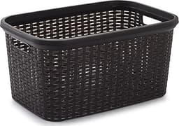 Plasticforte rotan wasmand - 3x stuks - 35 liter - bruin - kunststof - badkamer - 53 x 36 x 26 cm — thumbnail 2