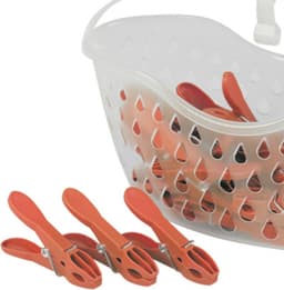 Urban Living Wasknijpers in hangmandje - 24x - rood - kunststof - 21 x 13 cm — thumbnail 2