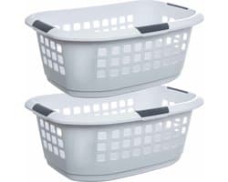 5Five Wasmand extra groot - 2x - wit - kunststof - 51 liter - 67 x 47 x 27 cm - ruime wasmanden — afbeelding 1