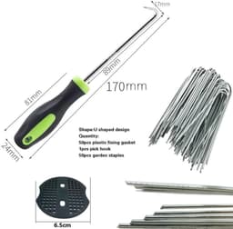 Grondankers voor Onkruidvlies - Zwart - 150 x 40 mm - Stalen Haringen met Bufferschijven - Voor Tuin en Kunstgras — thumbnail 5