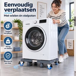 Verstelbare Wasmachine Onderzetter met Wielen – 42 tot 75 cm – Verrijdbare Wasmachine Verhoger – Met Rem, Stelpoten & Anti-Slip – Voor Wasmachine, Droger en Koelkast — thumbnail 2