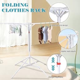 Droogrek Toren - Wasdroger Standaard - Kleding Drogen - Flexibel Instelbaar - XXL - Grijs — thumbnail 3
