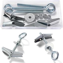 4 Sets M6 Wing Spring Hook, Spring Toggle Wing Gesloten Haak, Plafond Gipsplaat Montage Haak, met Zeskant Moeren, Ringen, voor Gipsplaat Holle Wanden Hangende Planten Bevestiging — thumbnail 1