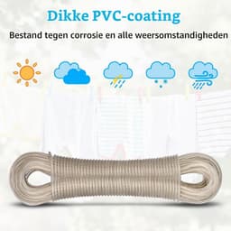 30m waslijn touw, Heavy Duty kledinglijn stalen kern, sterke koord 4mm diameter waslijnen, lange kledinglijnen voor buiten tuin reizen, roestbestendig en waterdicht waslijnen, 120kg LC — thumbnail 1