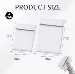Set Van 4 Herbruikbare Wasfilets Voor Wasmachine, Linnenfilet in Fijn Mesh Met Beveiligde Flitssluiting, Linnenzakken Voor Onderkleding, Lingerie, Delicate Kleding — thumbnail 5