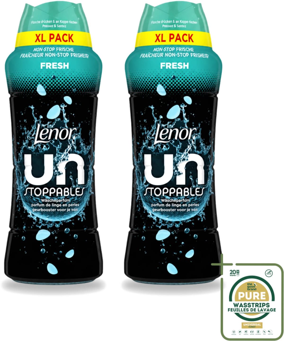 2 x Lenor Unstoppables - Geurbooster - Fris - Non-Stop Frisheid - Grootverpakking - Wasstrips - Geurbooster - Wasgeur - Frisheid - Textielverfrisser - Wasroutine — afbeelding 1