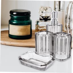 1set Badkamer Accessoires Transparante Tandborstelhouder Mondspoelbekertje Zeepdispenser Lotionfles Stijlvol Ruimtebesparend Voor Uw Badkamer — thumbnail 3