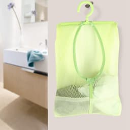 Wasknijperzak met Hanger, Multifunctionele Hangende Netzakhanger Sokken Ondergoedopslag voor Badkamer Kledingkast Wasserij Waslijn Buiten, 11,8 x 10,2in(Groente) — thumbnail 2