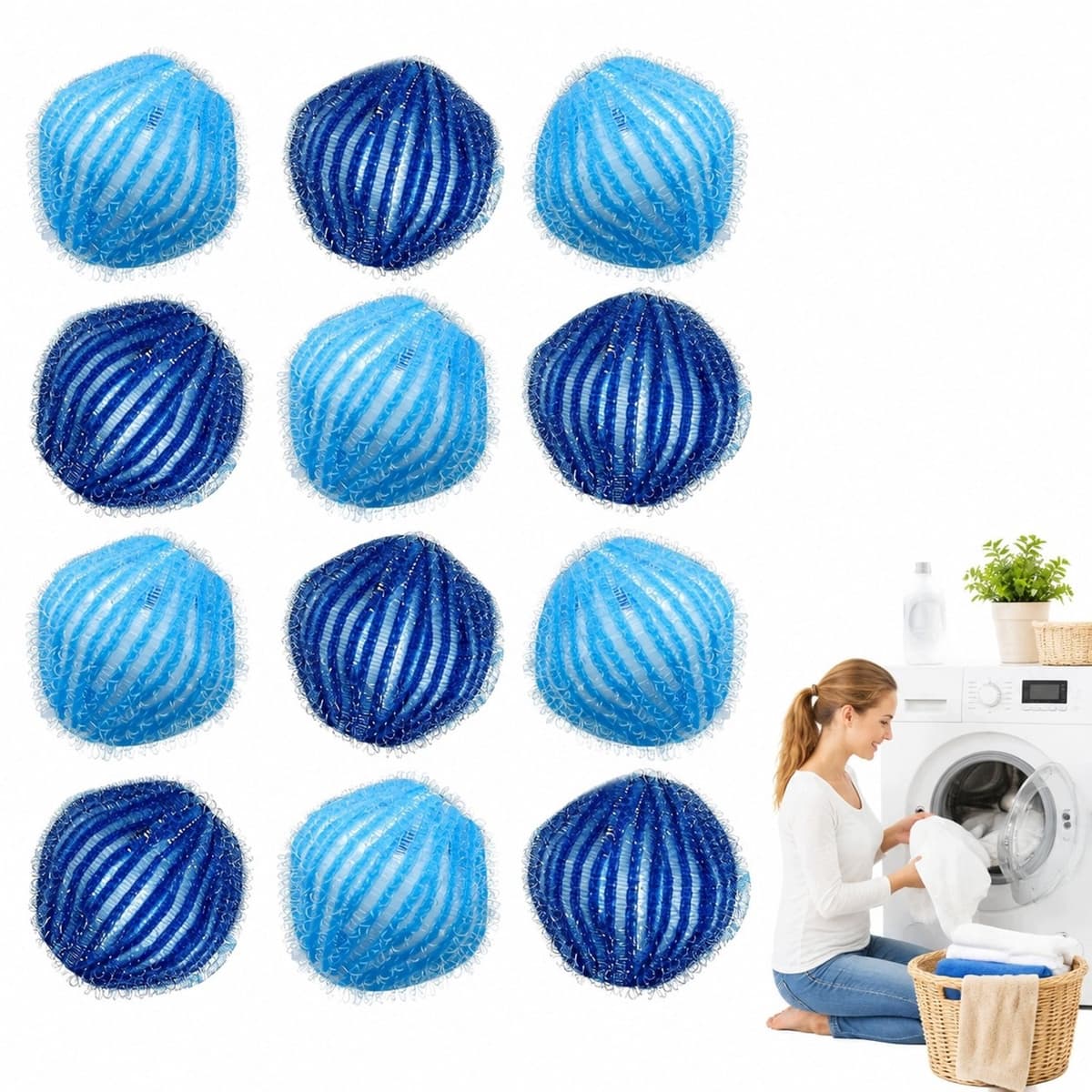 12x Wasmachines Ballen: Verwijdert Pluisjes, Huisdierhaar & Kreukels — afbeelding 1