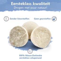Eco Droogtrommelballen Set van 6 wit - drogerballen | Droogballen voor de droger - 100% Nieuw-Zeelandse eersteklas schapenwol — thumbnail 3