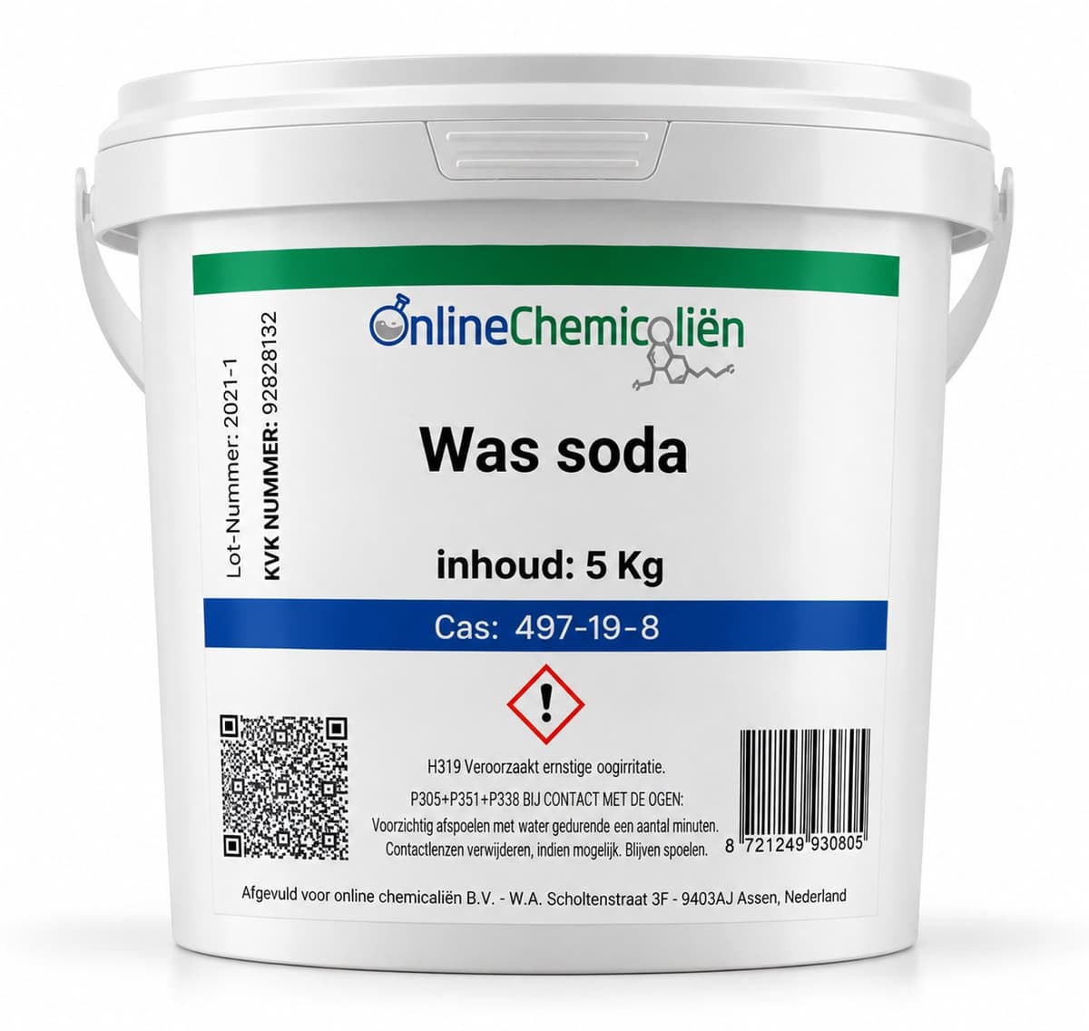 Online chemicalien - Wassoda - 5 kg - Natriumcarbonaat - Voor Was & Reiniging — afbeelding 1