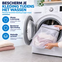 Waszakjes met Rits - Set van 3 - 61 x 61 CM - Wasnetten - Laundry Bags - Wit — thumbnail 2