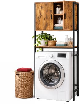 Wasmachine rek - 170x64x27 cm - met kast - bruin-zwart — thumbnail 1