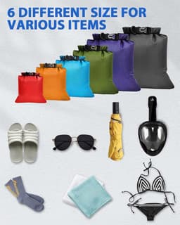 6 stuks waterdichte droogzakset, grote capaciteit ripstop droge zak waterdicht in 8 l, 5 l, 3,5 l, 3 l, 2,5 l, 1,5 l, organisator, opbergzakken voor kamperen, buiten, wandelen, vissen — thumbnail 2