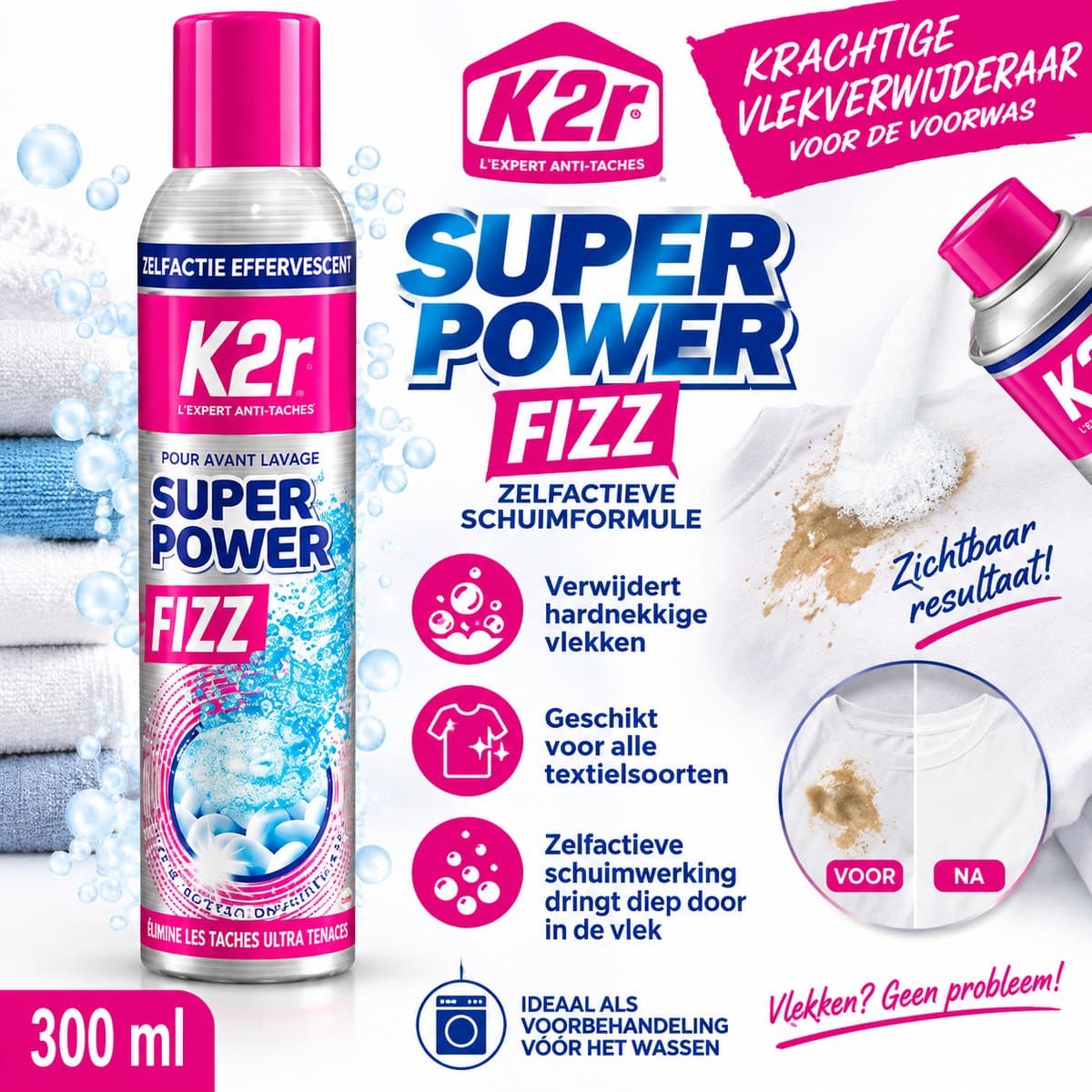 K2r Super Power Vlekverwijderaar 500 ml – Voorwas Vlekkenspray – Tegen Hardnekkige en Ingedroogde Vlekken – Voor Textiel — afbeelding 1