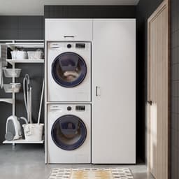 Roomart DUO-II Wasmachine Ombouwkast 127x205 cm - met Hoge Kast 60 - Wit — thumbnail 3