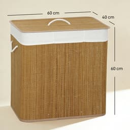 Wasmand 60x40x60cm Bruin Bamboe Wasmand Opbergmand Speelgoedmand Stevig en duurzaam Praktisch en mooi Eenvoudig schoon te maken Geschikt voor slaapkamer en badkamer — thumbnail 2