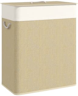 Wasmand 52x32x63cm Beige Bamboe Wasbare mand Wasgoed mand Stevig en duurzaam Praktisch en mooi Eenvoudig schoon te maken Geschikt voor slaapkamer en badkamer — thumbnail 1