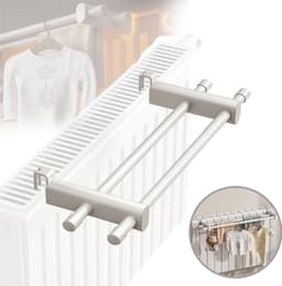 Radiatordroogrek Met Dubbele Stangen – Hittebestendig Tot 120°C En 50 cm – Energiebesparend En Geschikt Voor Paneel- En Schijfradiatoren – Zwart — thumbnail 2