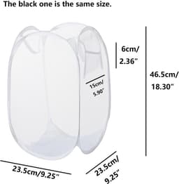 Wasmand, 25L opvouwbare mesh kledingmand, pop-up vuile kledingmand voor slaapkamer badkamer [pak van 2 zwart] — thumbnail 4