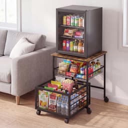 Mini Koelkast Verhoger - Met 2 Opberglades - Draagkracht tot 136 kg - Multifunctioneel Onderstel Bruin — thumbnail 5